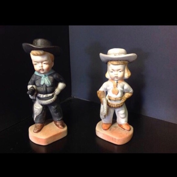 Vintage Cowboy and Cowgirl Ceramic Figurines